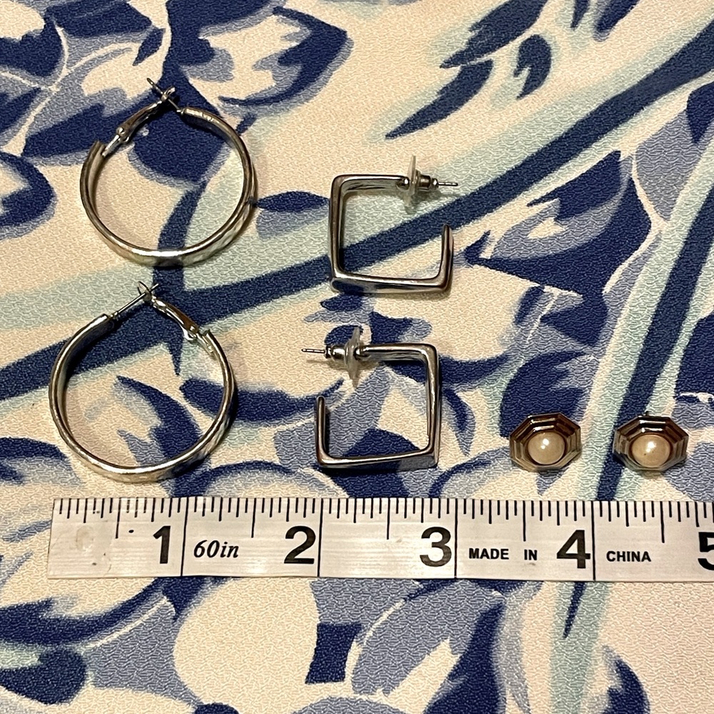 Hoop and stud earring lot of 3 pair
